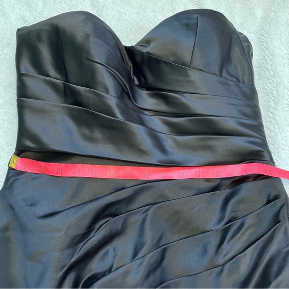 Bill Levkoff Black Strapless Sweetheart Satin Mini Dress Fancy Formal Wedding - Picture 4 of 9